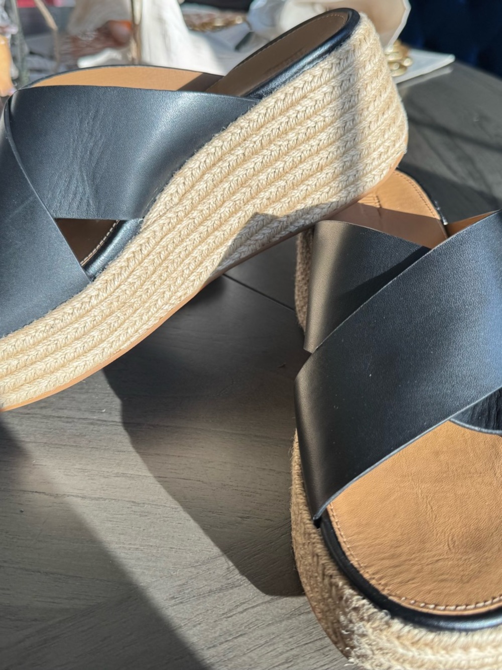 FIT FLOP Black Espadrille Wedge Slide Sandals - Women's